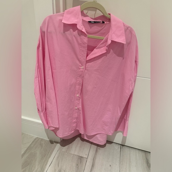 Zara Tops - Pink long sleeve button down shirt
